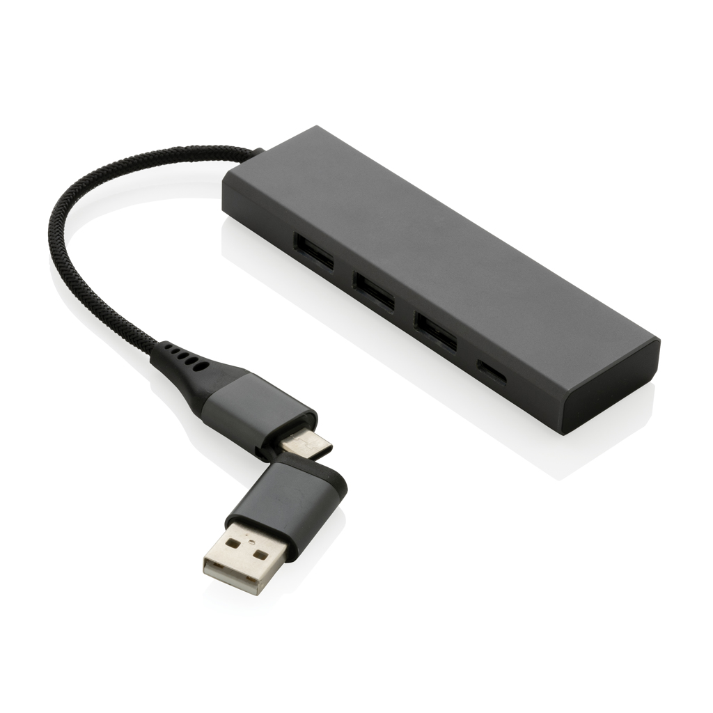Terra Hub aus RCS recyceltem Aluminium mit 3 USB-Anschlüssen Terra Hub aus RCS recyceltem Aluminium mit 3 USB-Anschlüssen