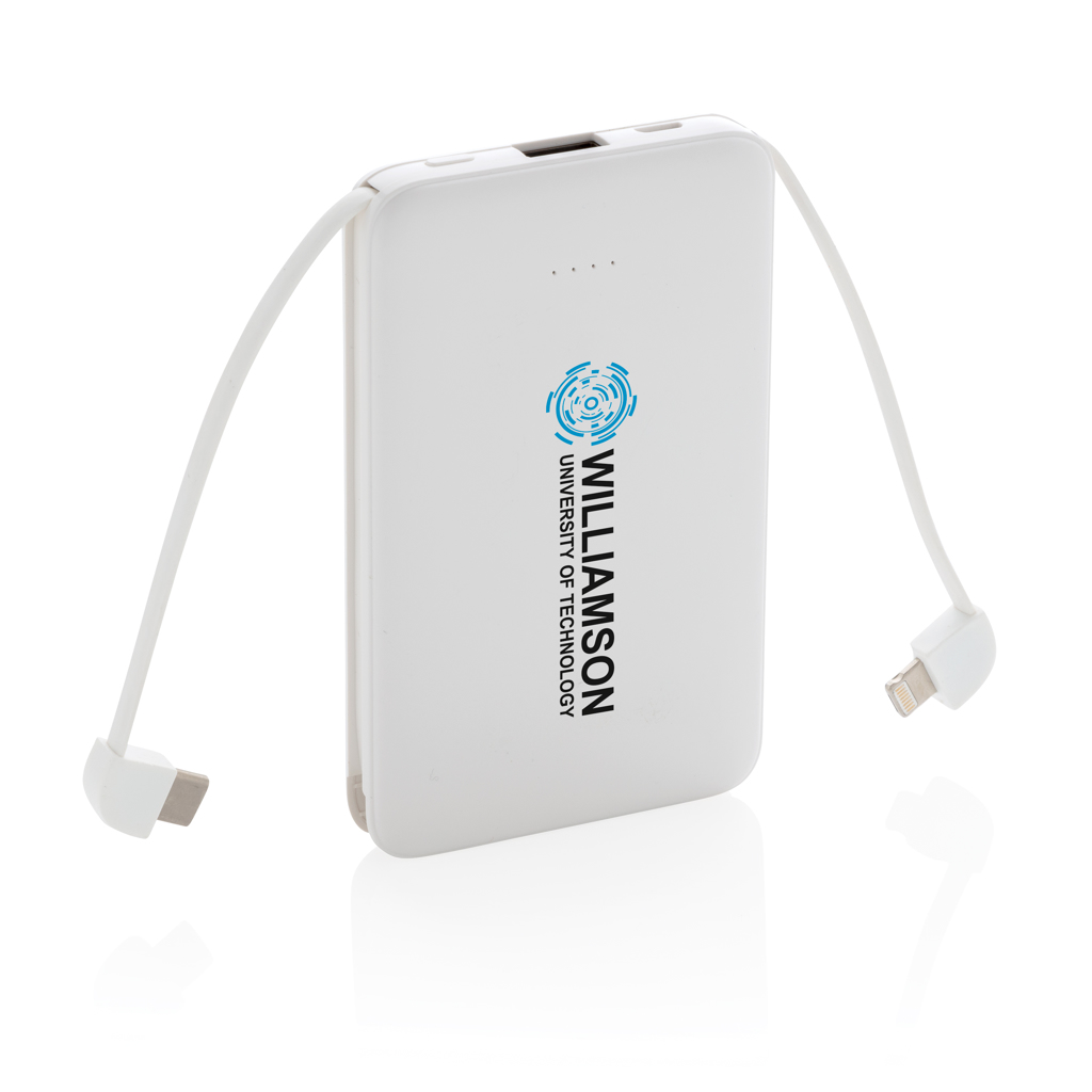 5.000 mAh Powerbank mit integriertem Kabel 5.000 mAh Powerbank mit integriertem Kabel