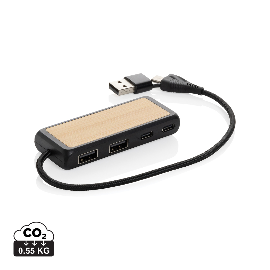 Link Dual Input USB Hub aus RCS rec. Kunststoff und Bambus Link Dual Input USB Hub aus RCS rec. Kunststoff und Bambus
